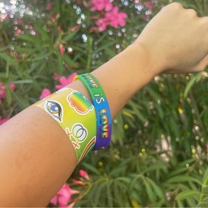 Pride Rainbow Y2K Snap Bracelet & Rubber Bracelet